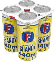 Fosters Proper Shandy Lager Beer 4x440ml