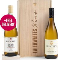 Luxury White Wine Duo in Wooden Gift Box - Free Delivery*
