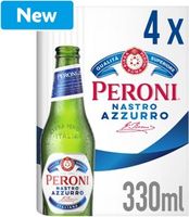 Peroni Nastro Azzurro Bottled Beer Lager Bottles 4x330ml