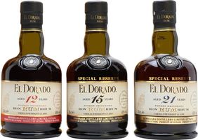 El Dorado Rum Gift Set / 12, 15 and 21 Year Old / 3 Half Bottles