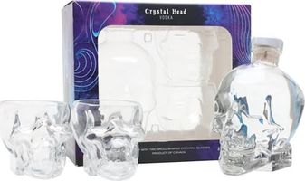 Crystal Head Vodka Gift Set with 2x Skull Glasses Plain Vodka