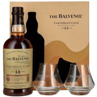 Balvenie 14 Year Old Caribbean Cask Single Malt Whisky  + 2 Glasses Gift Set