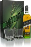 Johnnie Walker Green Label 15 Year Old Gift Pack with 2x Glasses Blended Malt Whisky