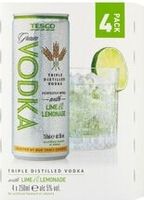 Tesco Vodka, Lime & Lemonade 4X250ml