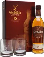 Glenfiddich 15 Year Old / 2 Glasses Gift Pack Speyside Whisky
