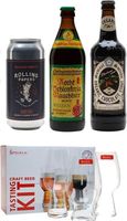Beer Tasting Kit with Crystal Glasses / 3 Beers and 3 Glasses