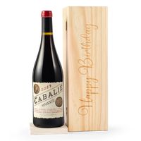 Happy Birthday Red Wine In Wooden Gift Box