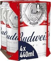 Budweiser (4 x 440ml) Lager / Pilsner Beer