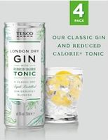 Tesco Dry Gin & Low Calorie Tonic 4X250ml