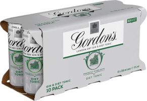 Gordon's Gin with Schweppes Slimline Tonic Cans 10x250 ml