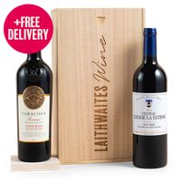 Luxury Red Wine Duo in Wooden Gift Box - Free Delivery*