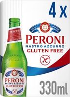 Peroni Nastro Azzurro Gluten Free Beer Lager Bottles 4x330ml