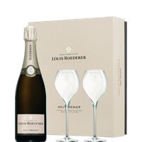 Champagne louis roederer - brut premier - 1 bottle + 2 glasses gift box