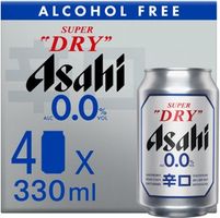 Asahi Super Dry 0% Beer Can 4x330ml