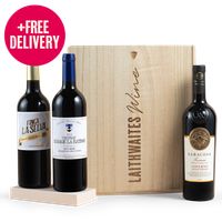 Luxury Red Wine Trio in Wooden Gift Box - Fre...